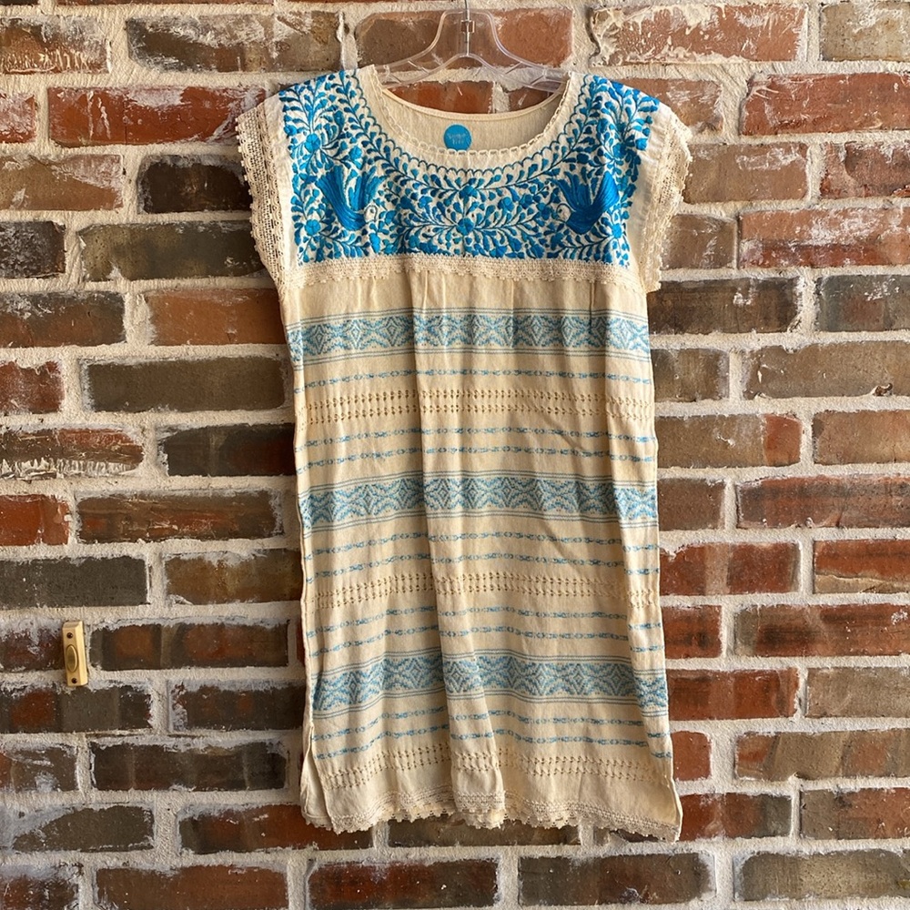 Mexican Loom Dress Hand Embroidery 100% Cotton